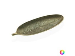 Centro de Mesa Pequeno Folha Madeira Mdf 14 X 3 X 40,5 Cm Prateado