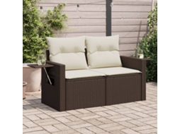 Sofá De Jardim Com Almofadões 2 Lugares Vime Pe Marrom Dkd Home Decor