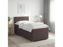 Vidaxl Cama Box Spring Com Colchão Marrom Escuro 90 X 190 Cm Tecido