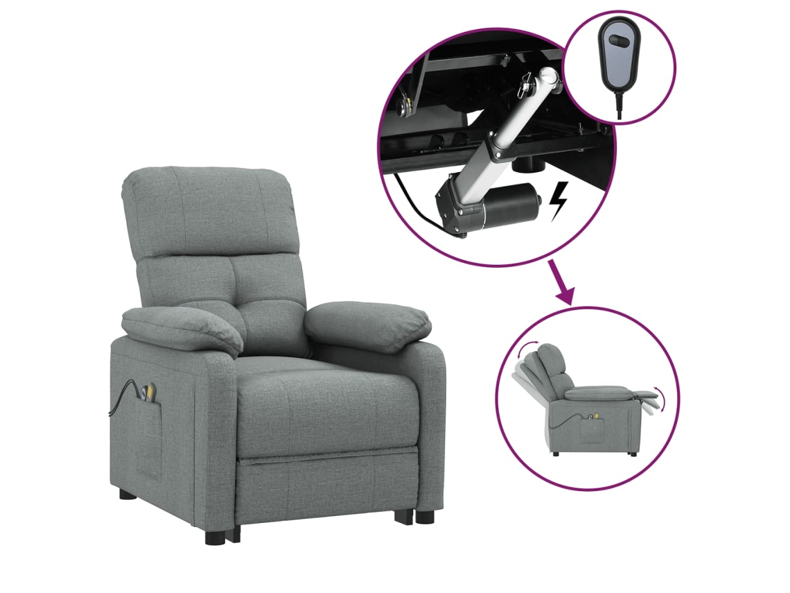 Electric Massage Chair, Electric Massage Chairs Vidaxl Cinzeto Tecido