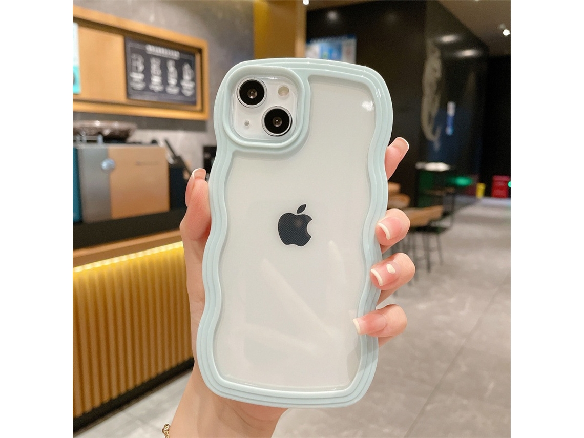 Capa Para Iphone 17 Air L onda Cor Sólida Com Borda Ondulada Ciano Claro