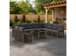 Vidaxl Conjunto De Sofá De Jardim 11 Unid. Cinza E Cinza Escuro