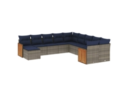 Conjunto de Sofá de Jardim, 11 Peças, Almofadas, Rattan Cinza MAISON EXCLUSIVE
