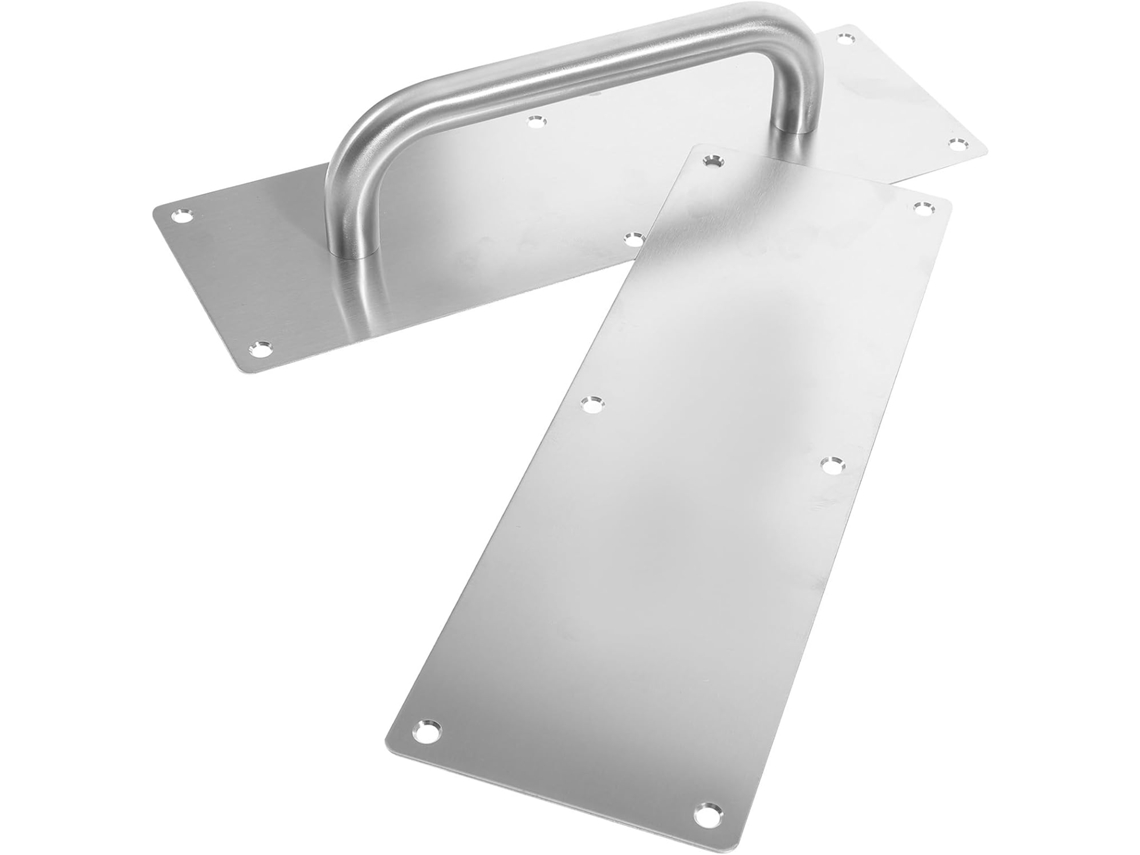 Puxador de Porta de Correr em Aço Inoxidável Escovado com Sistema de Abertura por Pressão, Acessório Ideal para Centros Comerciais. SFUSHOS