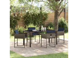 Vidaxl Conjunto De Jantar Para Jardim 5 Unid. Cinzeto Vime Pe