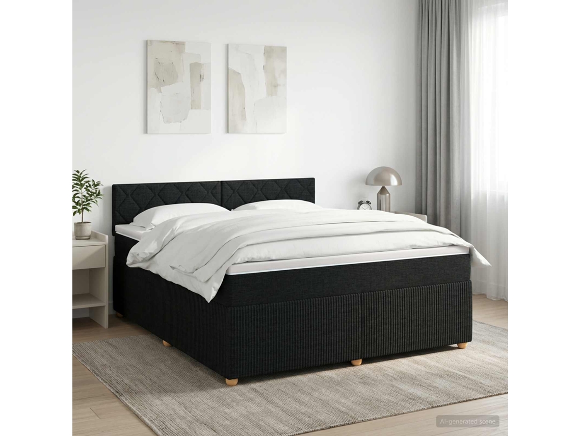 Vidaxl Cama Box Spring Com Colchão Preto 140 X 190 Cm Tecido