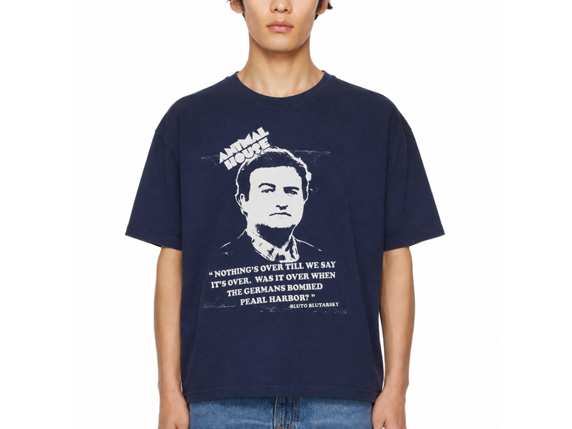 Rockinstone Animal House Movie Blutoism Heather Navy Adult T-shirt Size:l