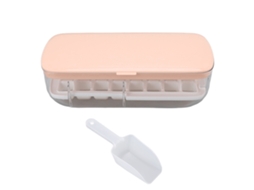 Forma de gelo de silicone Slowmoose com 24 compartimentos, forma de gelo doméstica com tampa, rosa