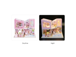 Ats casa de Bonecas Miniatsura Diy de Madeira com Móveis e Luz Led Loft Rosa Brinquedo Criatsivo Presente para Crianças 14+ Adultos Amigos Família