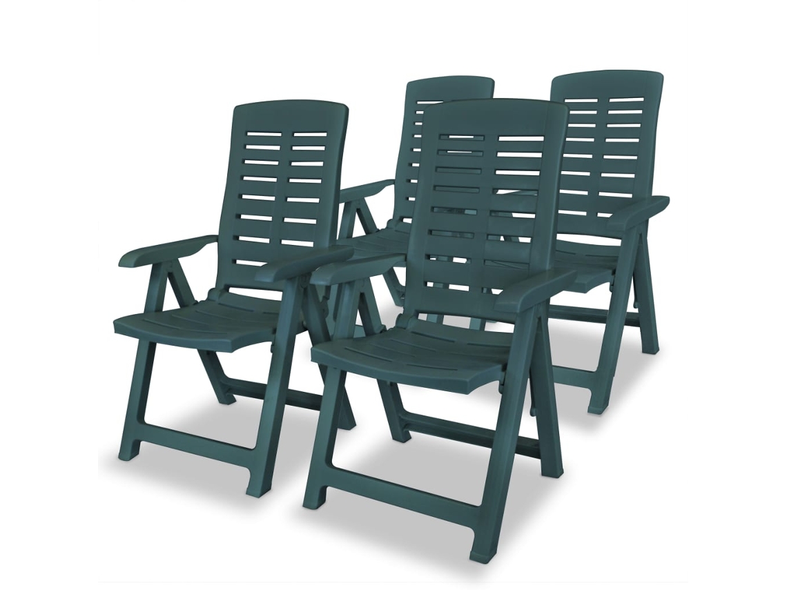 Cadeiras De Jardim Reclináveis 4 Pcs Plástico Verde Dkd Home Decor