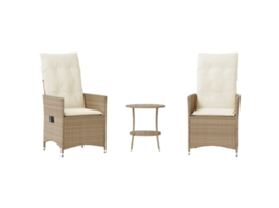 3 Pcs Conjunto Bistrô com Almofadões Vime Pe Bege MAISON EXCLUSIVE