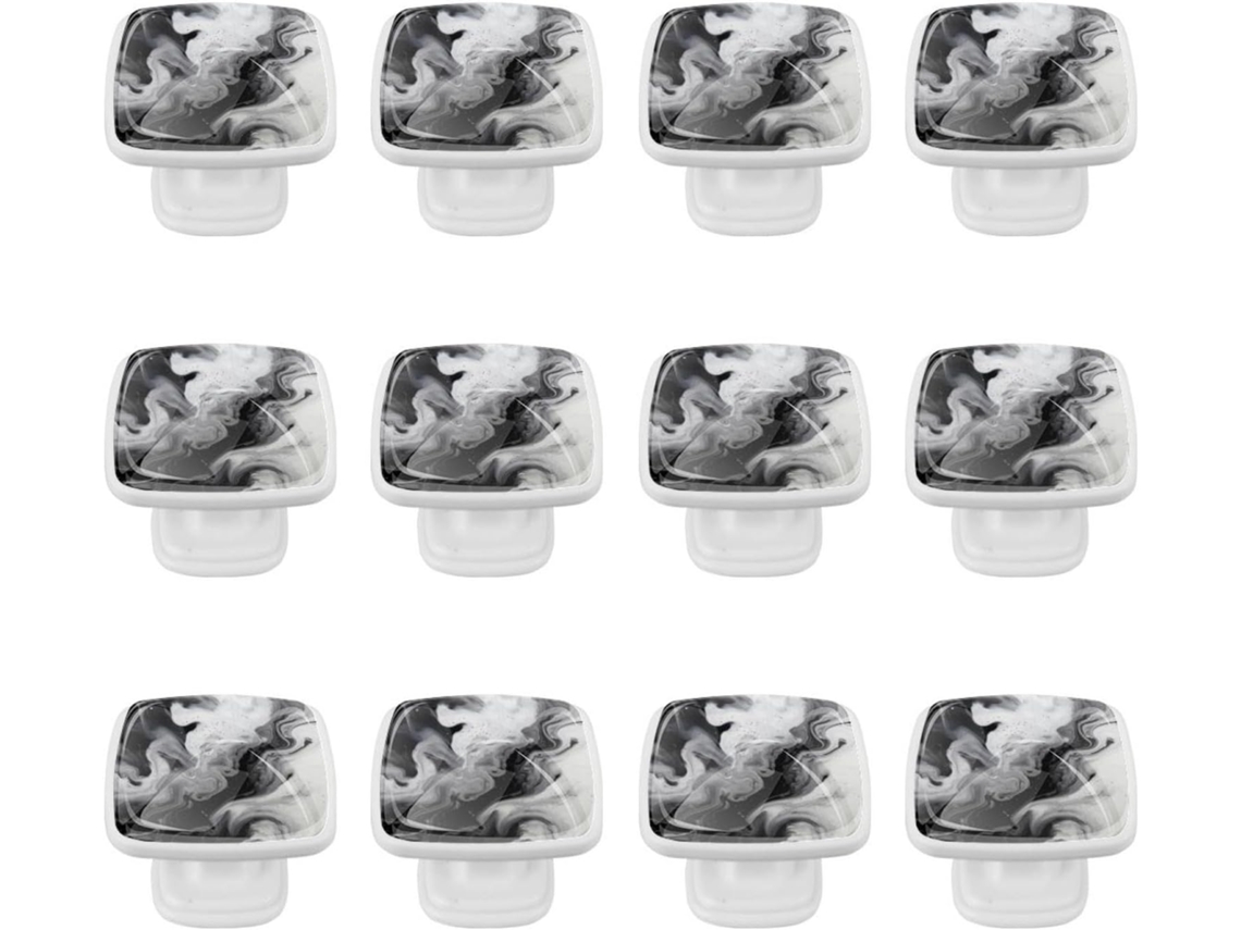 Puxadores Quadrados Para Gavetas De Cômoda, Puxadores Para Armários De Cozinha, 12 Peças, Estampa Abstrata De Mármore