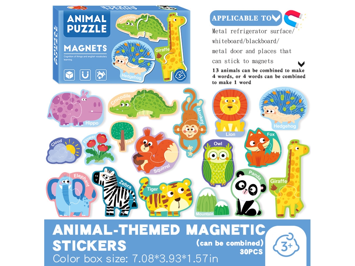 Quebra Cabeça Magnético Infantil De 3 A 6 Anos, Quebra Cabeça Educacional Infantil Com Letras E Números De Animais, Cognição E Iluminação Slowmoose