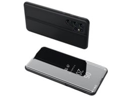 Capa Para Samsung Galaxy S26 Ultra 5g - Capa Carteira Clear View Espelho Vidro Temperado - Preto