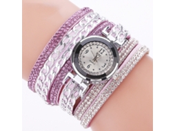 Relógio de Pulso Feminino Ccq Pulseira Strass Multicamada Veludo Quartzo Roxo