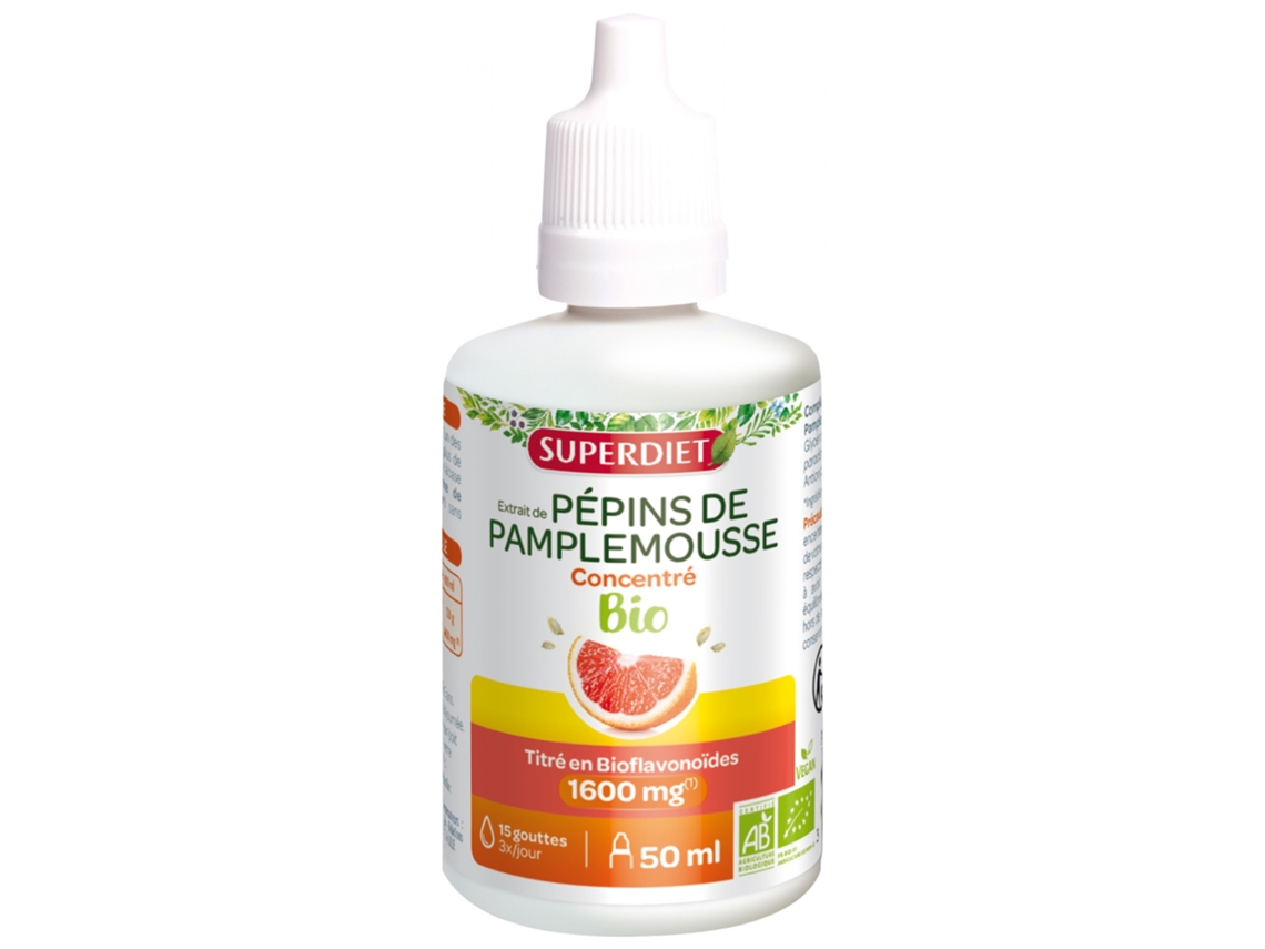 Extrato concentrado de semente de toranja 1600 mg orgânico 50 ml SUPERDIET