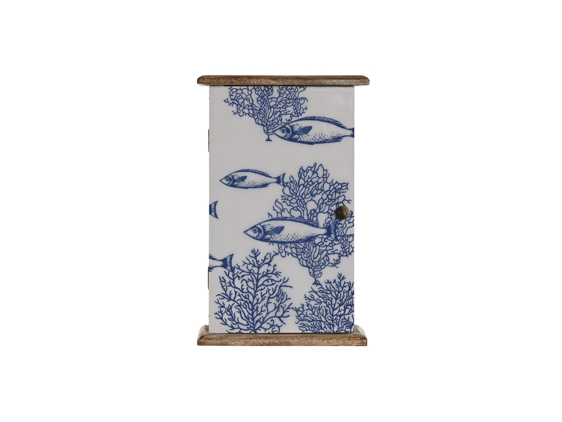 Armário Para Chaves Home Esprit Azul Branco Natural 18 X 7,5 X 28 Cm