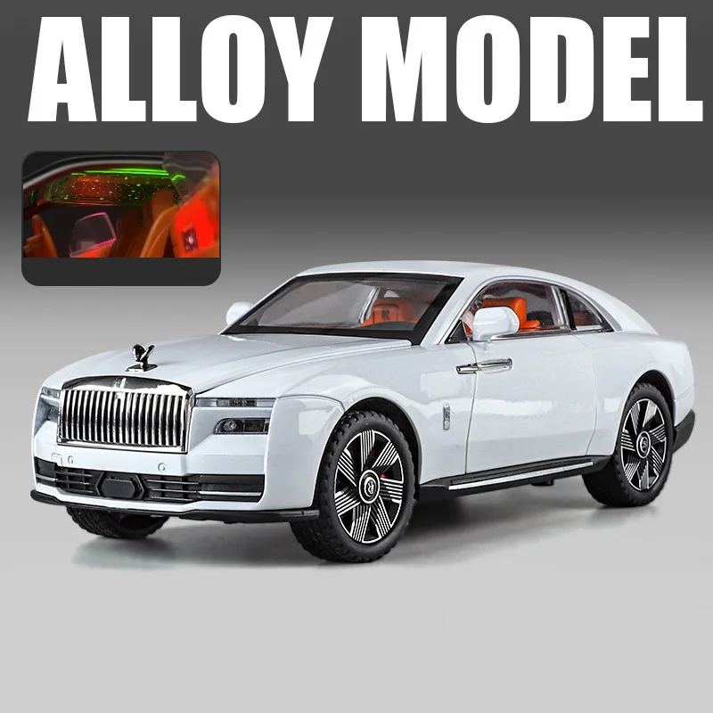 (branco) Miniatura De Carro Em Escala 1:24 Com Funções De Som E Luz, Enfeite De Mesa.