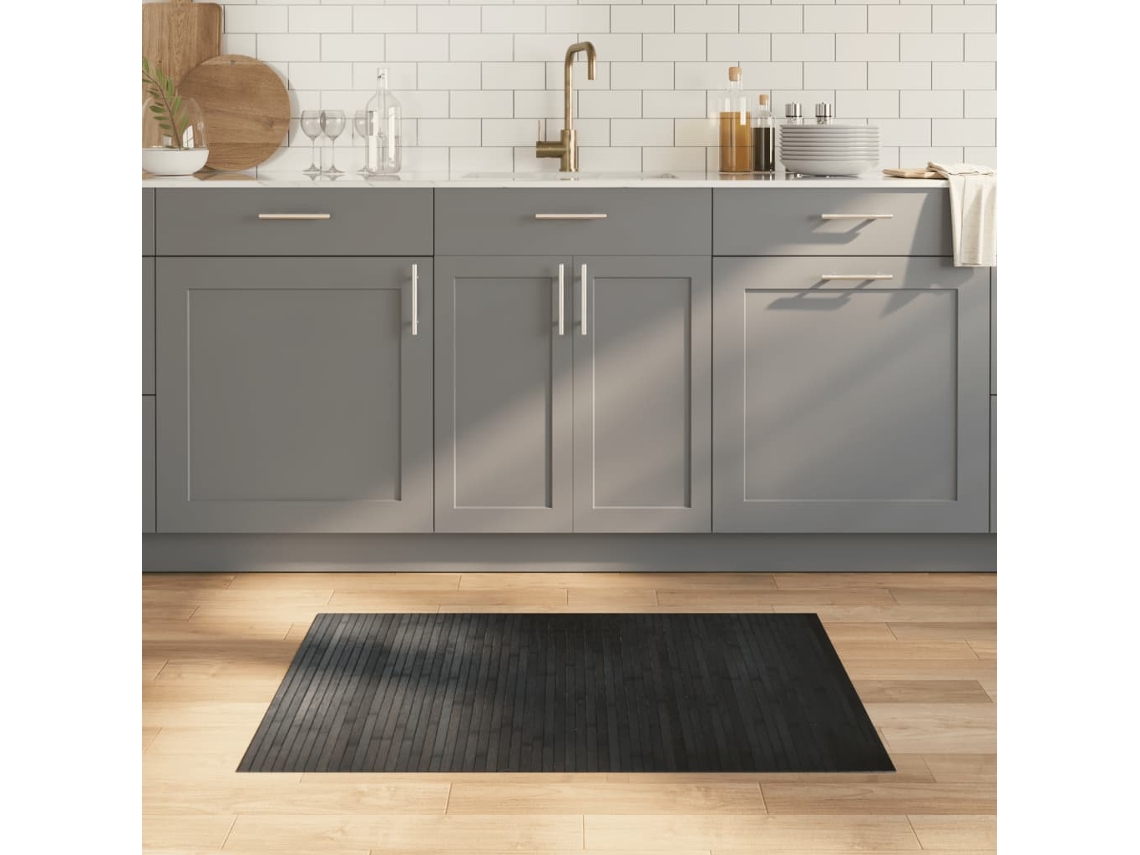 Vidaxl Tapete Retangular 70x100 Cm Bambu Cinzento