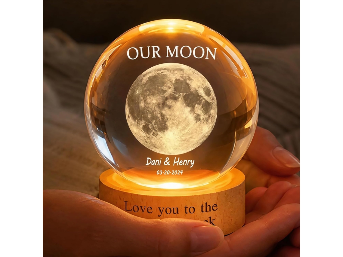 Luminária Noturna Personalizada Em Formato De Bola Cristal Gravada Com
