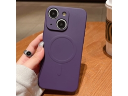 Capa Magsafe Para Iphone 15 Plus - Silicone Líquido Com Cor Sólida | Magnética - Roxo Escuro