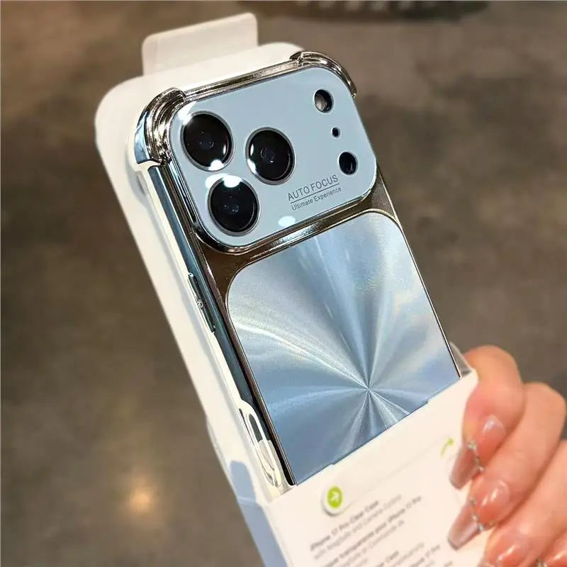 Capa Para Celular (azul Para Iphone 17) Com Textura De Cd Eletrodepositada E Acabamento Estético A Laser.