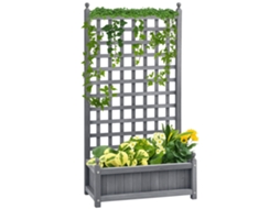 Canteiros Elevados Jardim Com Treliça Treliça Garden Treliça Arco Rosa Com Ajuda Para Trepadeira Madeira Cinza 64 X 28 X 120 Cm-t