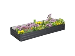 Caixa de plantio elevada de aço, base aberta, fácil montagem, 95 cm x 90,5 cm x 29,8 cm, cinza Hvorstur