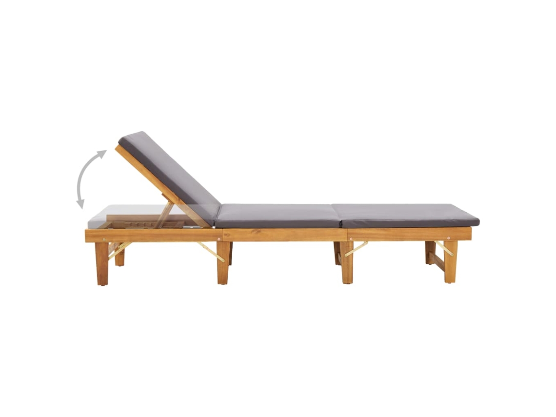 Chaise Lounge HARLANV1 Dobrável com Toldo de Alumínio Estampa de Folhas