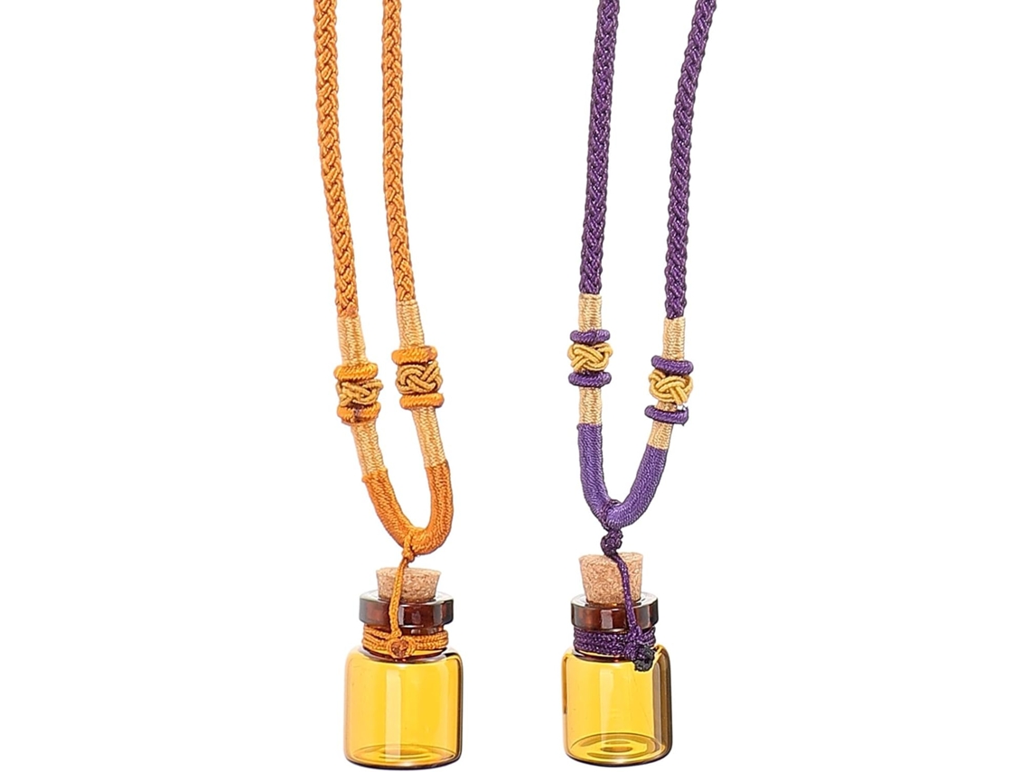 Colares Com Pingente De Frasco De Perfume De Vidro Vazio, 2ml, Conjunto De 2 Peças, Cores Amarelo E Gokoco