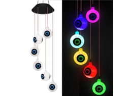 Sinos De Vento Led Coloridos Halloween Com Sons Do Vento