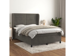 Vidaxl Cama Com Molas/colchão 140x200 Cm Veludo Cinzento-escuro