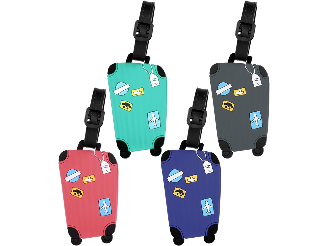 Conjunto de 4 Caixas com Etiquetas para Bagagem e Silicone Bolsas BRILVIBERA
