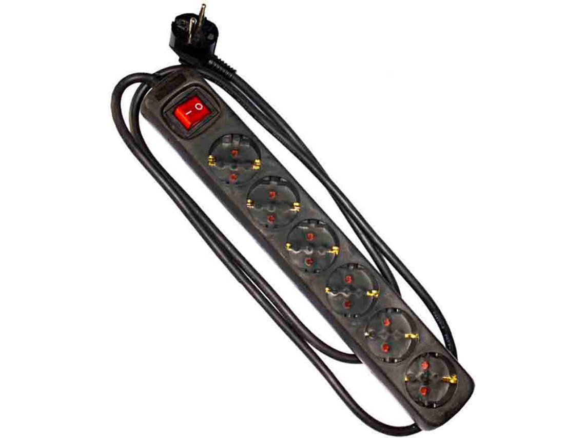 Extensão Elétrica EDM Preto (6 Tomadas - 1.5 m)
