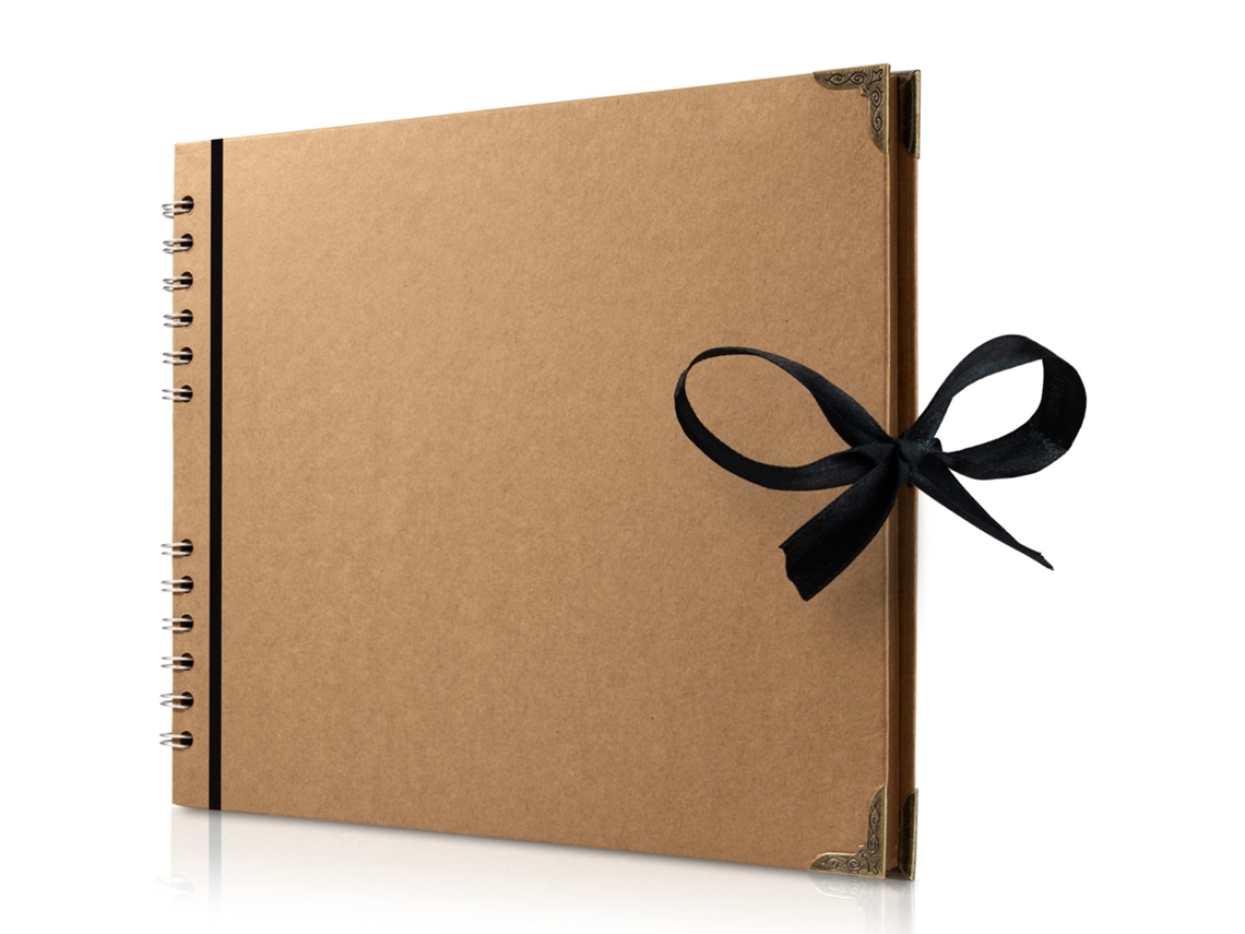 Álbum Scrapbook Marrom 18x18cm 36 Páginas Papel Kraft 200gsm com Fita ZYBLSSBB