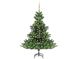 Vidaxl Árvore Natal Artif. C/ Leds/bolas 210 Cm Abeto Caucasiano Verde