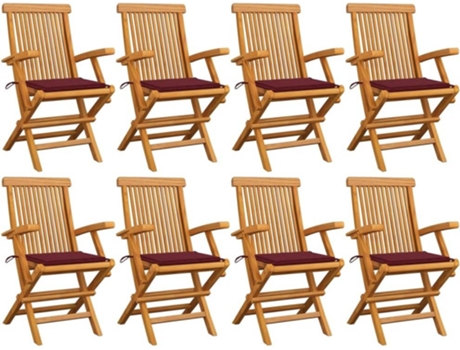 Conjunto 8 Cadeiras de Jardim  c/Almofadas 3072898 (55x60x89 cm - Madeira)