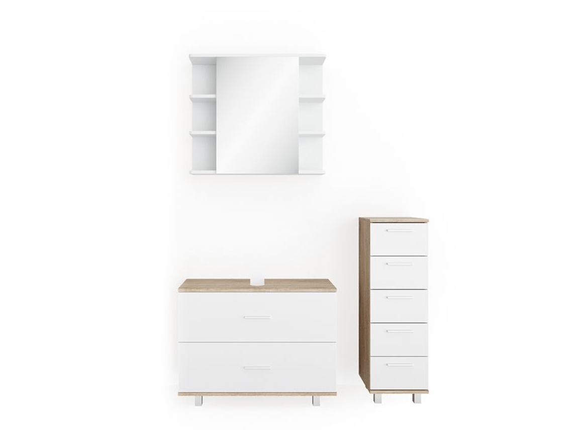 Conjunto De Móveis Para Banheiro Ilias, 3 Peças, Branco/sonoma, Sonoma, Vicco