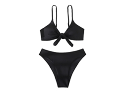Traje de Banho Feminino 2 Peças Preto Estilo Elegante M