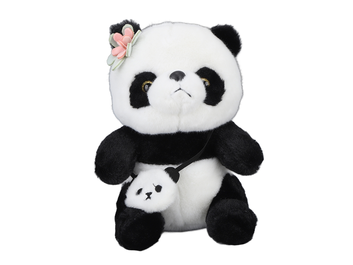 Primerox boneca Pelúcia Panda Fofo Travesseiro Macio Lavável com Decoração Flor 9.8in