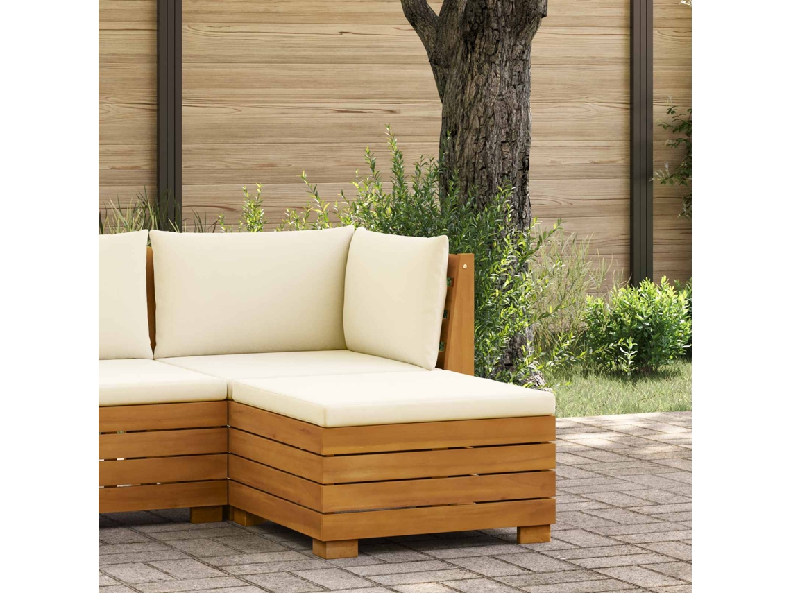 Vidaxl Pufe De Jardim Madeira Sólida De Acácia Castanho