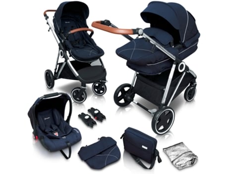 Carrinho De Bebé 3 In 1 Babygo Halime Blue (silver Chassi)