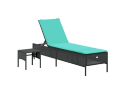 Espreguiçadeira com Mesa e Almofada em Rattan Sintético Preto MAISON EXCLUSIVE