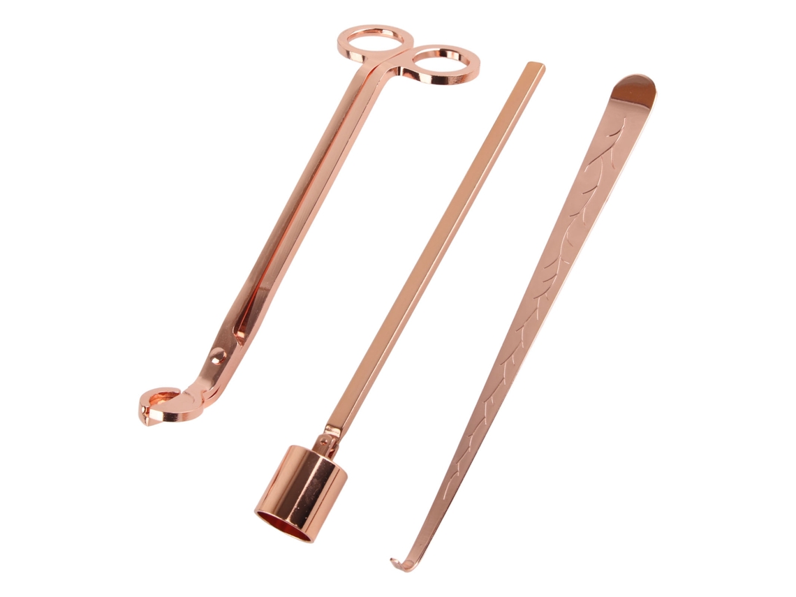 Conjunto De Acessórios Para Velas Laxiscreed Em Aço Inox Com Acabamento Ouro Rosa
