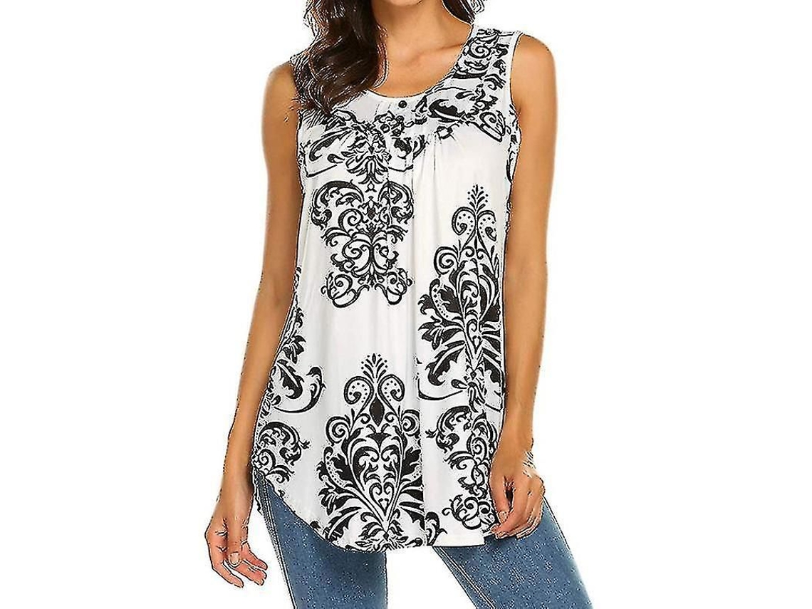 Blusas Sem Mangas Para Mulheres Estampadas Florais E Animal Print Verão Casual Leve E Confortável Branco