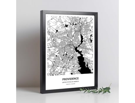 Mapa Da Providence - Eua. Perda de Cidades Nos Estados Unidos Com Mares e Rios Em Preto.