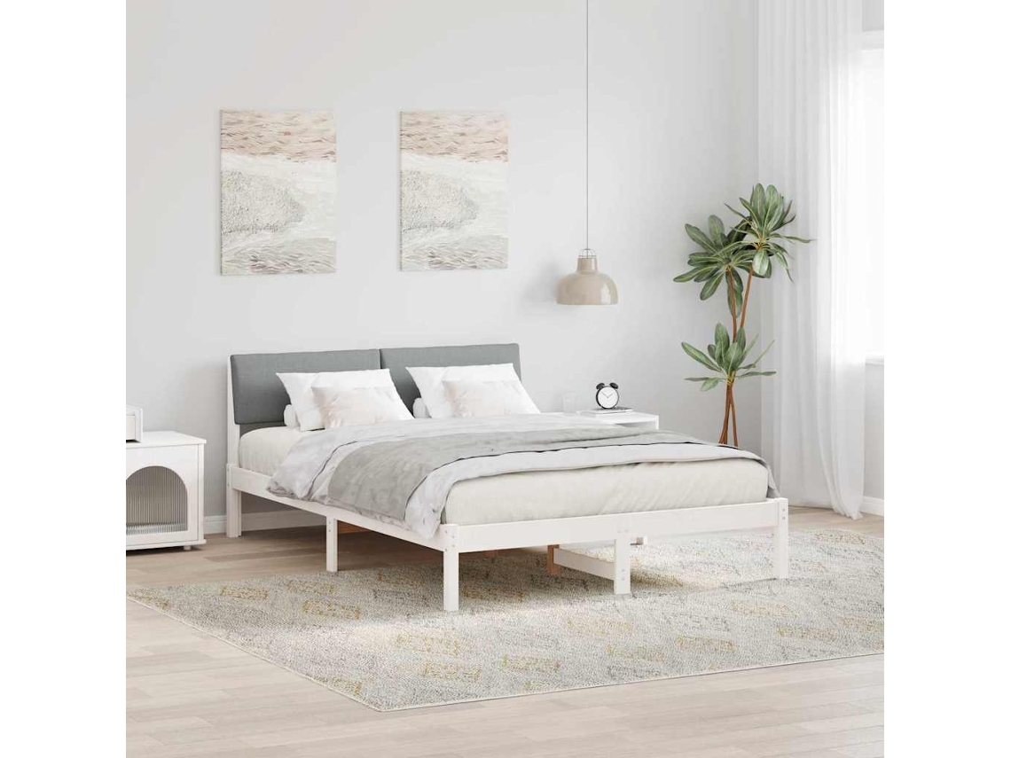 Vidaxl Estrutura da Cama Branco e Cinza Claro 150 X 200 Cm