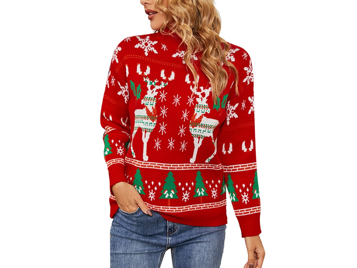 Laxiscreed Cárdigan De Natal Feminino Com Estampa De Floco De Neve Vermelho Tamanho M