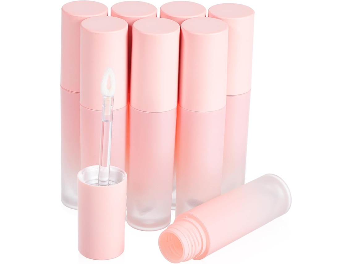 Conjunto De 8 Tubos Vazios De 3ml Para Brilho Labial, Plástico Recarregável, Degradê Rosa.