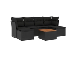 Conjunto de 7 sofás para jardim com almofadões Vime Pe Preto MAISON EXCLUSIVE (N/A)